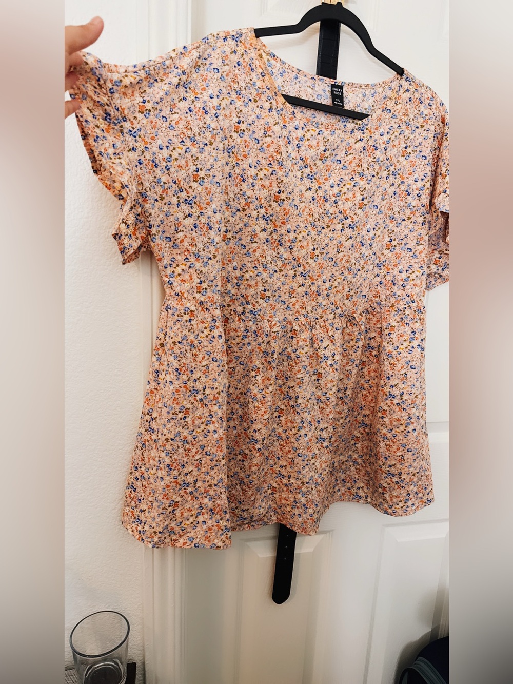Peach Floral Peplum Top
